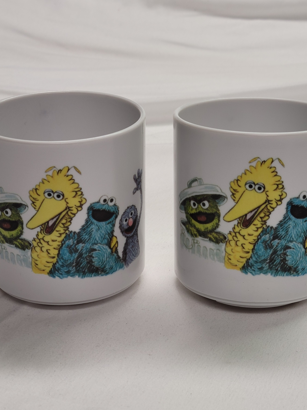 Vintage 1978 Sesame Street Muppets Plastic Cups Set of 2 Big Bird Cookie Monster
